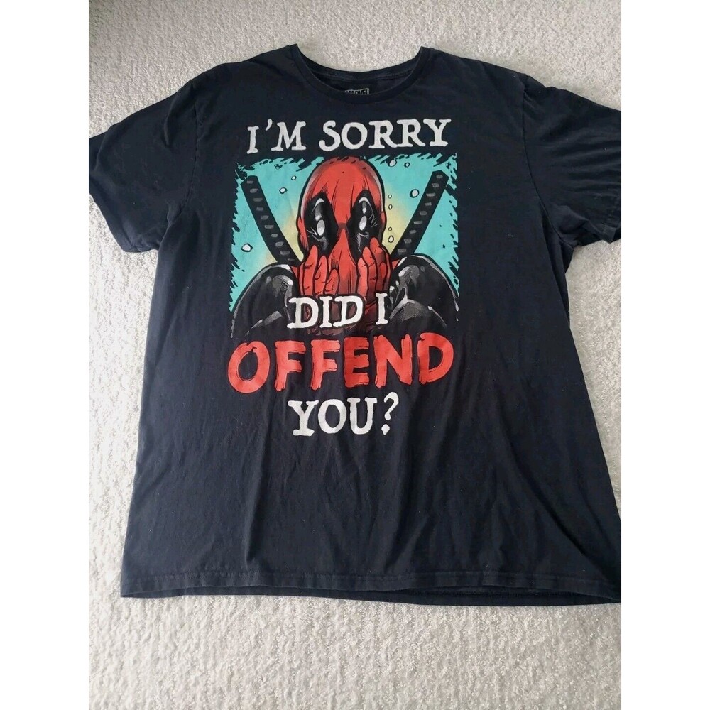 Marvel XL Deadpool Short Sleeve Graphic Black Cotton T-Shirt